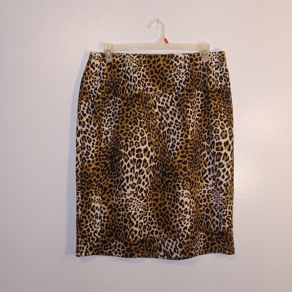 Cato Brown and Black Animal Print Pencil Skirt